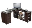 60" Espresso L Shape Computer Desk With Three Drawers