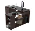 60" Espresso L Shape Computer Desk With Three Drawers