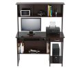 61.8" Espresso Melamine and Engineered Wood Computer Desk with Hutch