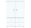 47" White Melamine Mirrored Four Drawer Combo Dresser