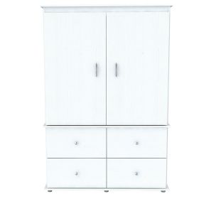 47" White Melamine Mirrored Four Drawer Combo Dresser