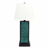 13 X 15 X 30.75 Black Metal With Teal Brick Pattern - Table Lamp