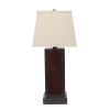 31" Black Metal Bedside Table Lamp With White Shade