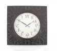 28" Square Brown Glass Analog Wall Clock