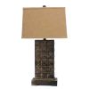 4.75 X 9.5 X 29.5 Brown Vintage With Metal Pedestal - Table Lamp