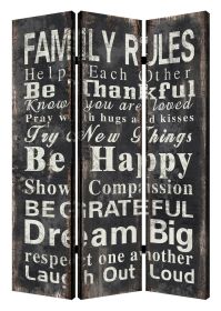 48 X 72 Multi Color Wood Canvas Family Rule  Screen