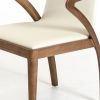 Cream And Brown Upholstered Faux Leather Dining Side Chair