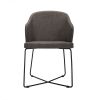 Set of Two Gray And Black Upholstered Fabric Dining Side Chairs