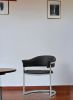 Black And Silver Upholstered Faux Leather Dining Side Chair