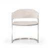 White And Silver Upholstered Faux Leather Wing Back Dining Side Chair