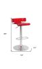 " Red And Silver Stainless Steel Low Back Counter Height Bar Chair