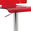 " Red And Silver Stainless Steel Low Back Counter Height Bar Chair