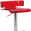" Red And Silver Stainless Steel Low Back Counter Height Bar Chair