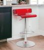 " Red And Silver Stainless Steel Low Back Counter Height Bar Chair