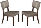 Set of Two Tufted Gray And Brown Upholstered Fabric Open Back Dining Side Chairs