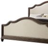 Queen Beige Upholstered Linen Bed With Nailhead Trim