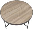 32" Brown And Black Iron Round Distressed Coffee Table