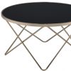 34" Black And Gold Glass And Iron Round Coffee Table