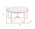 34" X 34" X 18" Frosted Glass And Rose Gold Coffee Table