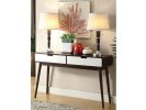 Mahogony And White Double Drawer Console Table