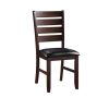 Set of Two Black And Brown Upholstered Faux Leather Ladder Back Dining Side Chairs