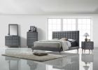 46" Light Gray Upholstery 5 Drawer Chest Dresser With Light Natural Legs