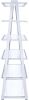 71" White and Silver Metal and Glass Five Tier Ladder Bookcase