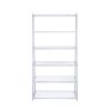71" White and Silver Metal and Glass Five Tier Ladder Bookcase