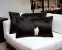 Set of Two 12" X 20" Black and White Cowhide Throw Pillow