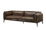 94" Chocolate Top Grain Leather Sofa With Dark Brown Legs