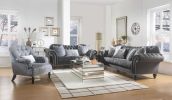 96" Dark Gray Velvet Sofa And Toss Pillows With Black Legs