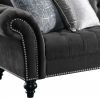 96" Dark Gray Velvet Sofa And Toss Pillows With Black Legs