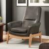 30" X 33" X 40" Black Top Grain Leather Accent Chair