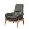 30" X 33" X 40" Black Top Grain Leather Accent Chair