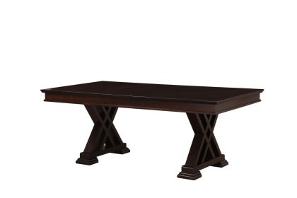 60" Espresso Solid Wood Double Pedestal Base Dining Table