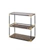 33" Black and Gold And Clear Glass End Table With Two Shelves With Magazine Holder