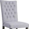 Set of Two Tufted Gray Upholstered Fabric Dining Side Chairs