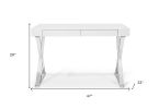 47" White and Silver Writing Desk With Two Drawers