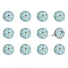 1.5" X 1.5" X 1.5" Turquoise White And Gold  Knobs 12 Pack