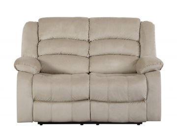 60" Beige Microfiber Manual Reclining Loveseat