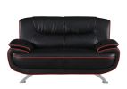64" Black And Silver Faux Leather Love Seat