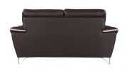 69" Brown And Silver Faux Leather Love Seat