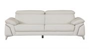 87" White And Silver Italian Leather Sofa