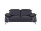 71" Navy Blue And Silver Genuine Leather Love Seat