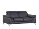 71" Navy Blue And Silver Genuine Leather Love Seat