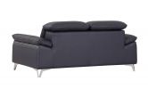 71" Navy Blue And Silver Genuine Leather Love Seat