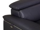 71" Navy Blue And Silver Genuine Leather Love Seat
