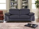 71" Navy Blue And Silver Genuine Leather Love Seat