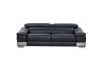 92" Black And Silver Italian Leather Sofa