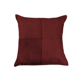 18" Wine Cowhide Throw Pillow